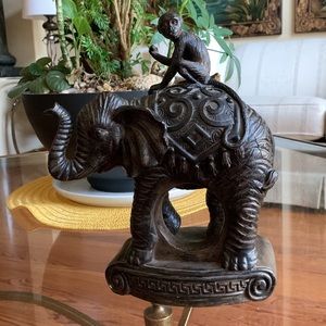 LARGE Elephant and Monkey Statue
